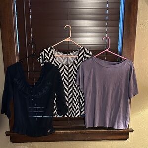 Stylish Women's Tops Set - Black, White, Purple